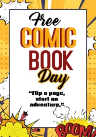 White Illustrative Free Comic Book Day  A5 template