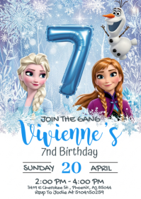 White Illustrative Frozen Birthday Invitation A5 template