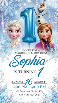 White Illustrative Frozen Birthday Invitation Instagram Story Template ...