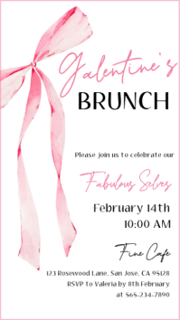 White Illustrative  Galentines Brunch Invitation  Digital Display (9:16) template