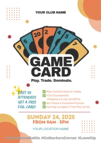 White Illustrative Game Card A5 template