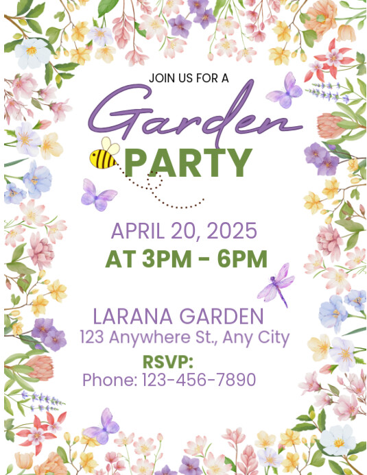White Illustrative Garden Party Flyer (us Letter) template
