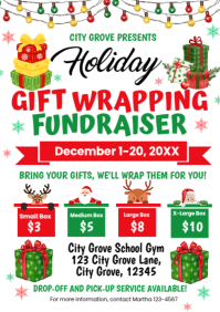 White Illustrative Gift Wrapping Fundraiser A4 template