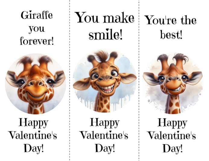 White Illustrative Giraffe Valentine  Flyer (us Letter) template