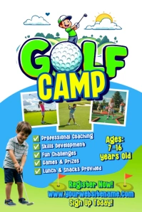 White Illustrative Golf Camp Poster template