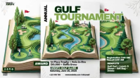 White Illustrative Golf Tournament Presentation Video Præsentation (16:9) template