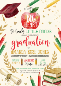 White Illustrative Graduation Celebration A6 template