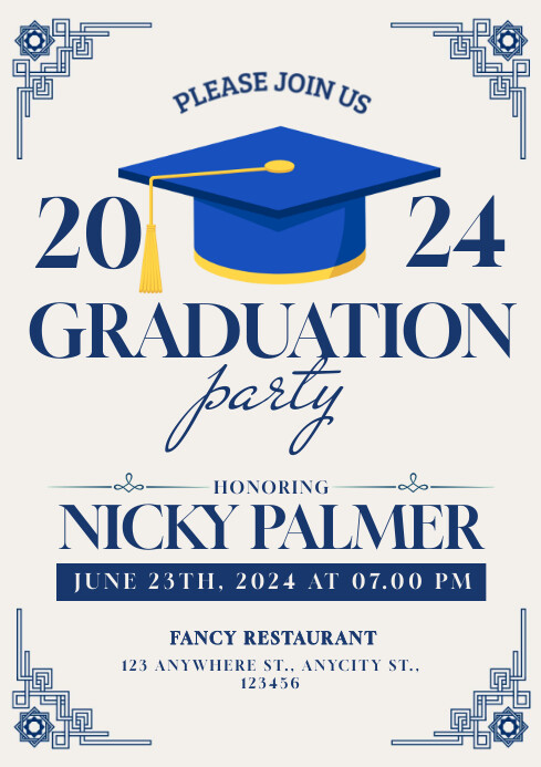 Ivitatio White Illustrative Graduation Party Invitatio Template | PosterMyWall