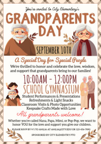 White Illustrative Grandparent Day A4 template