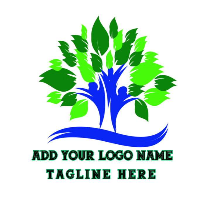 White Illustrative Green Leafed Tree Illustra Logo template