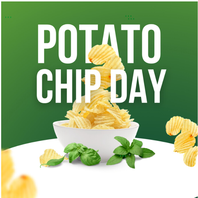 Copy of White Illustrative Green Potato Chip Day Instagram Post ...