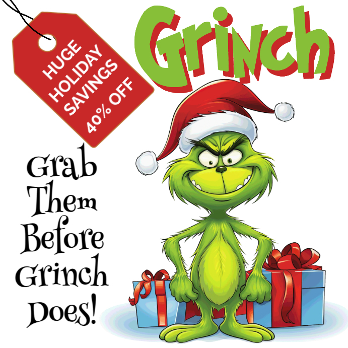 White Illustrative Grinch Holiday Sale Christmas Instagram Post ...