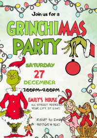 White Grinchmas Party A4 Template