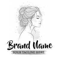 White Illustrative Hair Salon Logo template