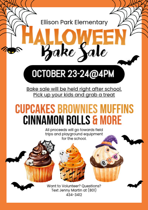 White Illustrative Halloween Bake Sale A4 template