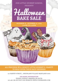 White Illustrative Halloween Bake Sale A4 template