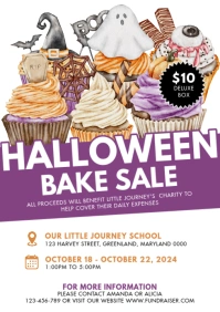 White Illustrative Halloween Bake Sale A4 template