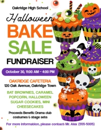 White Illustrative Halloween Bake Sale Fundraiser Flyer (us Letter) template