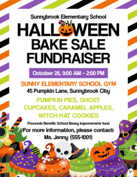Biały Halloween Bake Sale Fundraiser Flyer Template