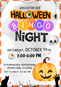 White Illustrative Halloween Bingo Night A4 template
