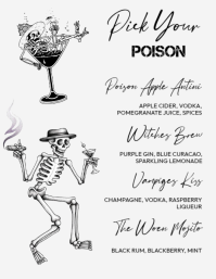 Wit Halloween Cocktail Menu Løbeseddel Template