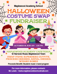 White Illustrative Halloween Costume Swap Fundraiser Flyer (us Letter) Iflaya (Incwadi ye-US) template