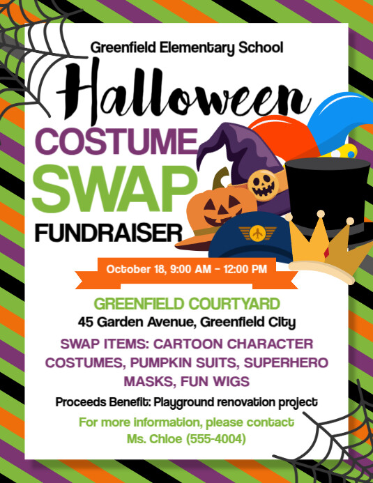 Copy of White Illustrative Halloween Costume Swap Fundraiser Flyer (us ...