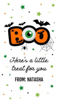 Biały White Illustrative Halloween Gift Tag Business Card Business Card Template