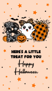 Brązowy White Illustrative Halloween Gift Tag Business Card Business Card Template