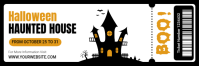 สีขาว Halloween Haunted House Twitter-header Template