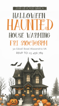 White Halloween Haunted House Warming Instagram Story Template