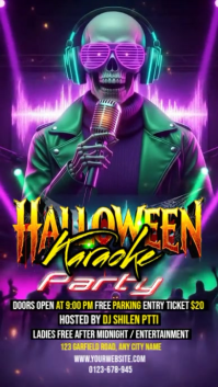 White Illustrative Halloween Karaoke Night Instagram Story template