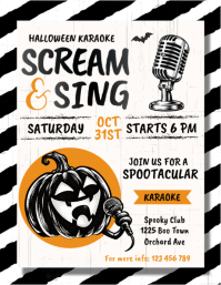 White Halloween Karaoke Party ใบปลิว Template