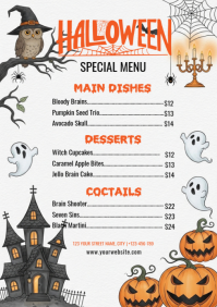 White Halloween Menu A4 Template