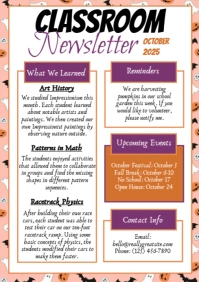 White Illustrative Halloween October Classroom Newsletter A4 template
