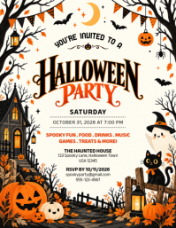 White Halloween Party 传单(美国信函) Template