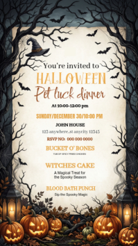 Wit Halloween Party Invitation Digitalt display Template