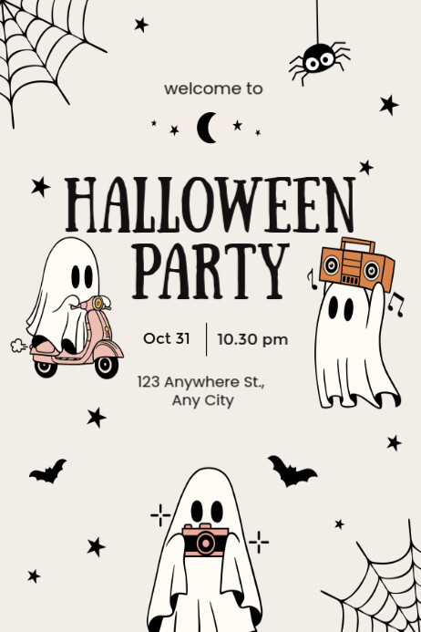 Plantilla de White Illustrative Halloween Party Poster | PosterMyWall