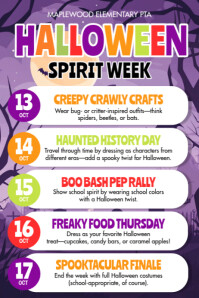 White Illustrative Halloween Spirit Week Poster Плакат template