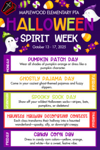 White Illustrative Halloween Spirit Week Poster 海报 template