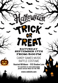 Putih Halloween Trick or Treat Event A4 Template