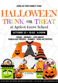 White Illustrative Halloween Trunk Or Treat Flyer A4 template