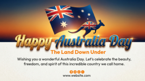 White Illustrative Happy Australia Day Digital Display template