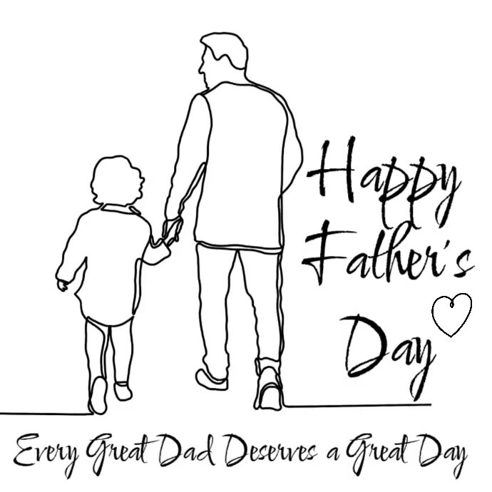 White Illustrative Happy Father's Day Video Kwadrat (1:1) template