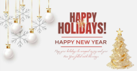 White Illustrative Happy Holidays Facebook Shared Image template