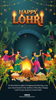 White Illustrative Happy Lohri Instagram Story template