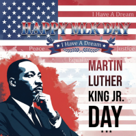 White Illustrative Happy Mlk Day Square (1:1) template