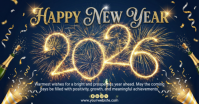 White Illustrative Happy New Year Facebook Shared Image template
