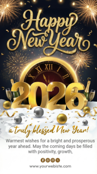 White Illustrative Happy New Year Instagram Story template