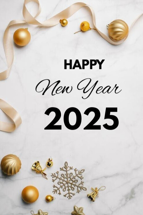White Illustrative Happy New Year Poster Template | PosterMyWall